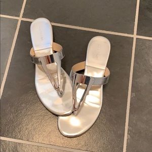 Calvin Klein metallic silver sandals